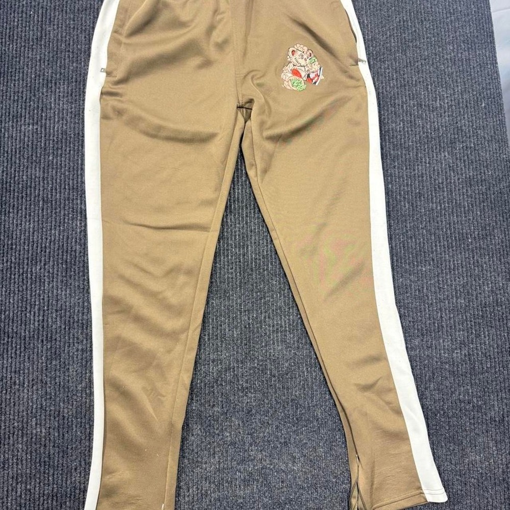 Rebel Minds tan & cream sweatpants with white side stripes